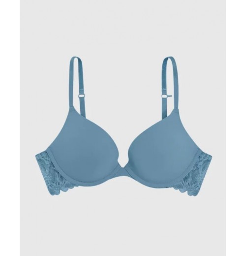 Push Up Plunge Bra with Lace Wing